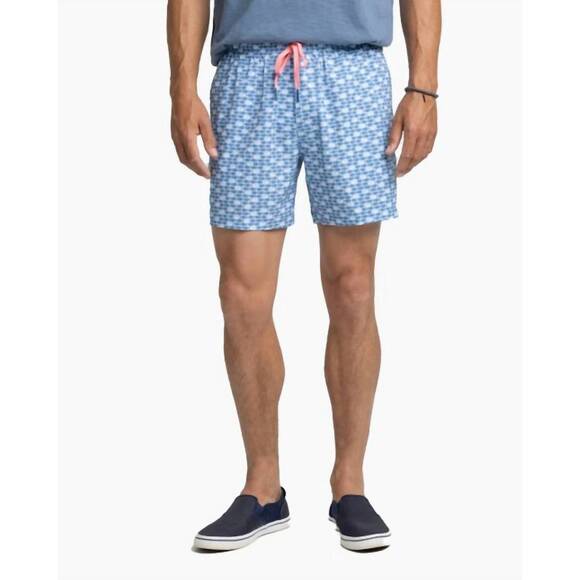 NEW SOUTHERN TIDE skipping jacks heather swim trunk in heather clearwater blue